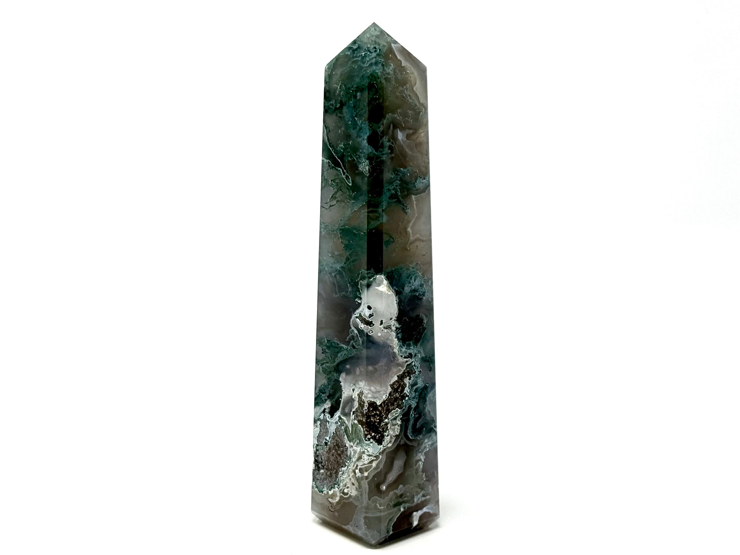 Moss Agate Crystal Tower 12cm