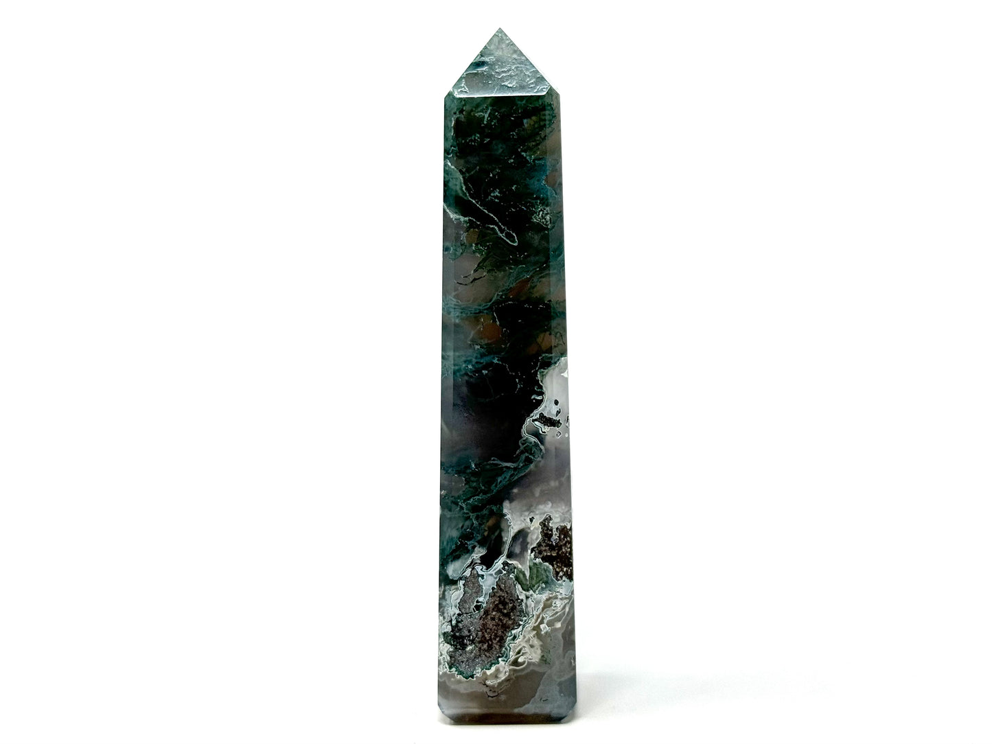 Moss Agate Crystal Tower 12cm