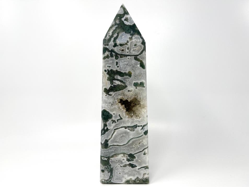 Druzy Moss Agate Crystal Tower Large 28cm