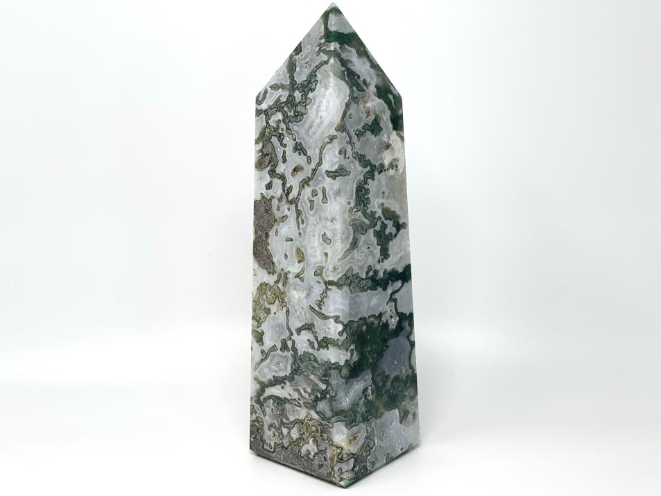 Druzy Moss Agate Crystal Tower Large 28cm