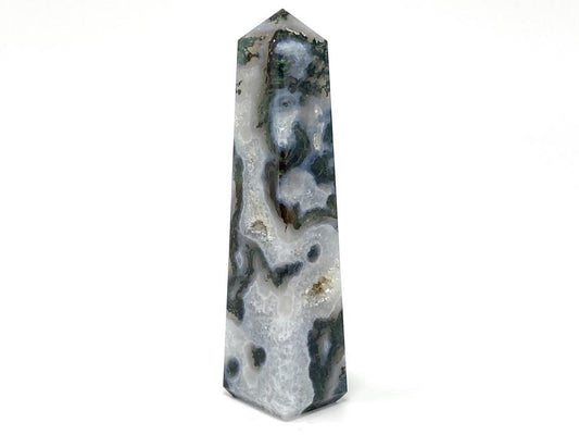 Druzy Moss Agate Crystal Tower 9.6cm