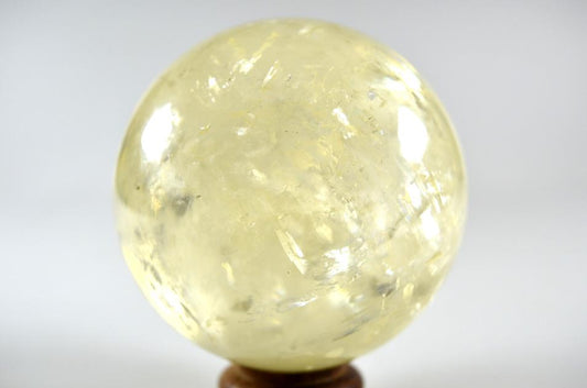 Polished Optical Honey Calcite Crystal Sphere Large 8.3cm