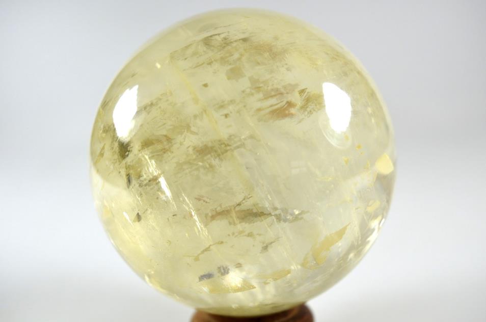 Polished Optical Honey Calcite Crystal Sphere Large 8.3cm