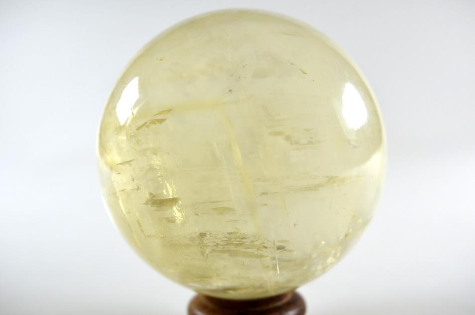 Polished Optical Honey Calcite Crystal Sphere Large 8.3cm