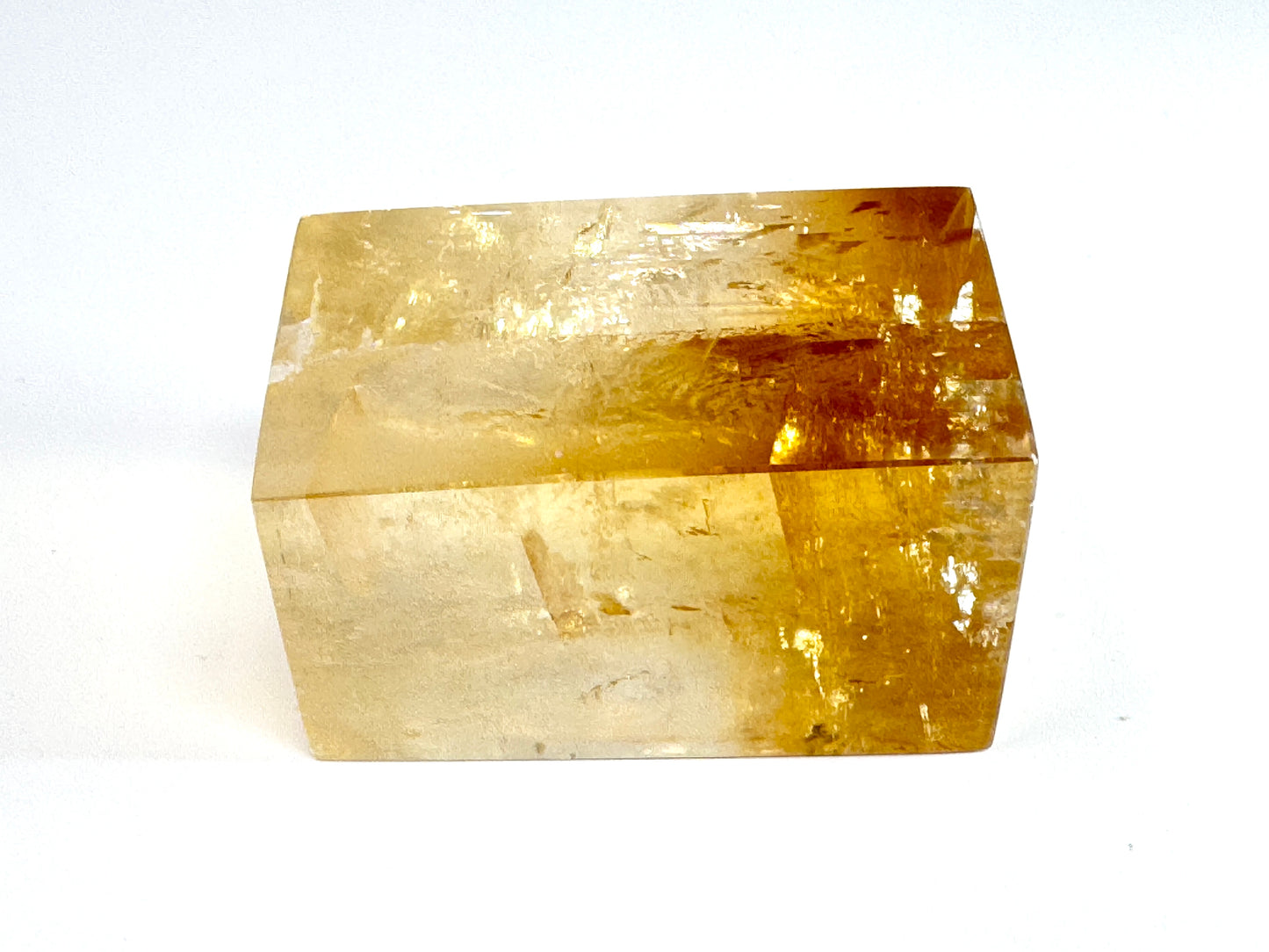 Polished Optical Honey Calcite Crystal 6.6cm