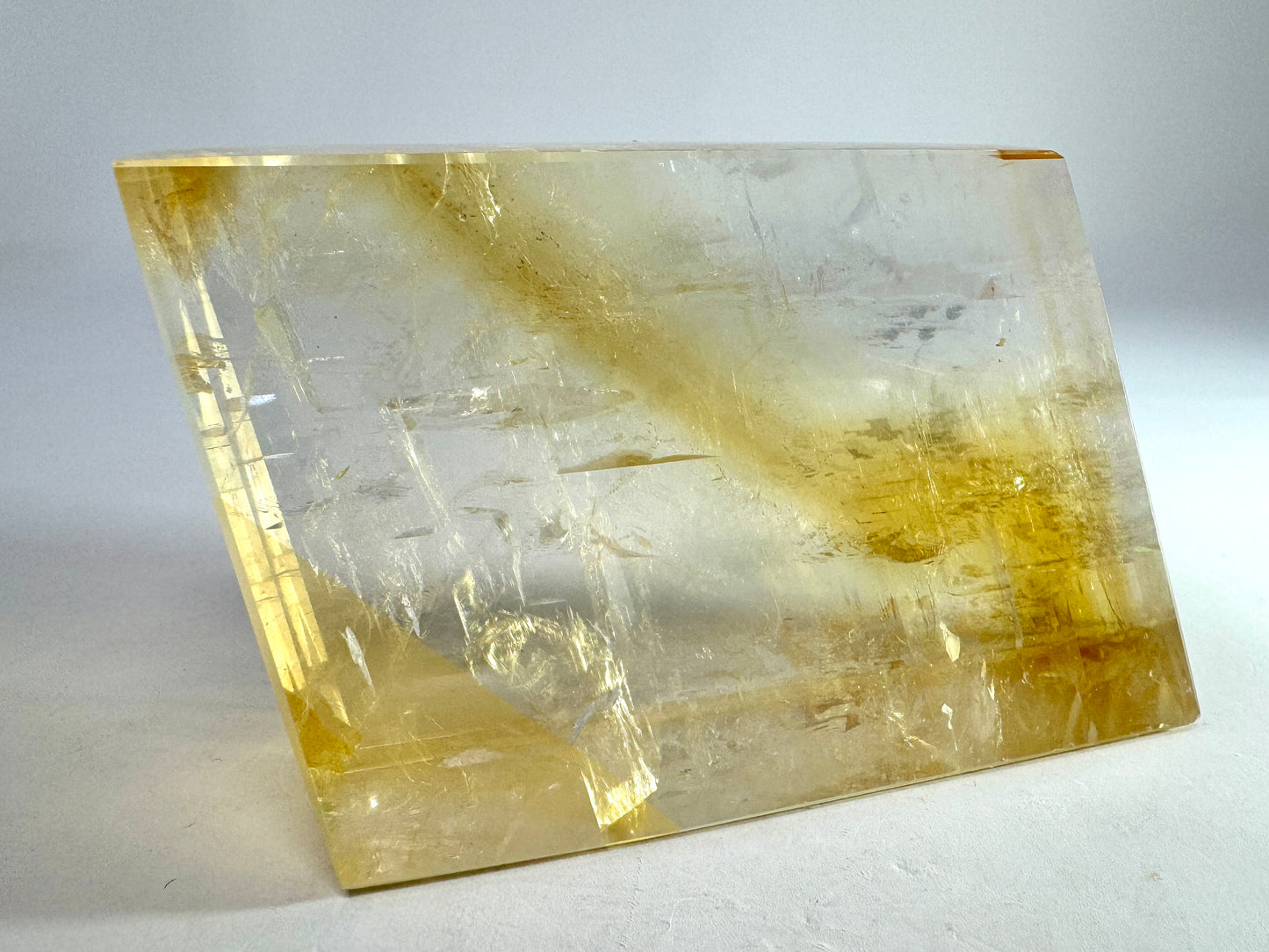 Polished Optical Honey Calcite Crystal Large 9.5cm