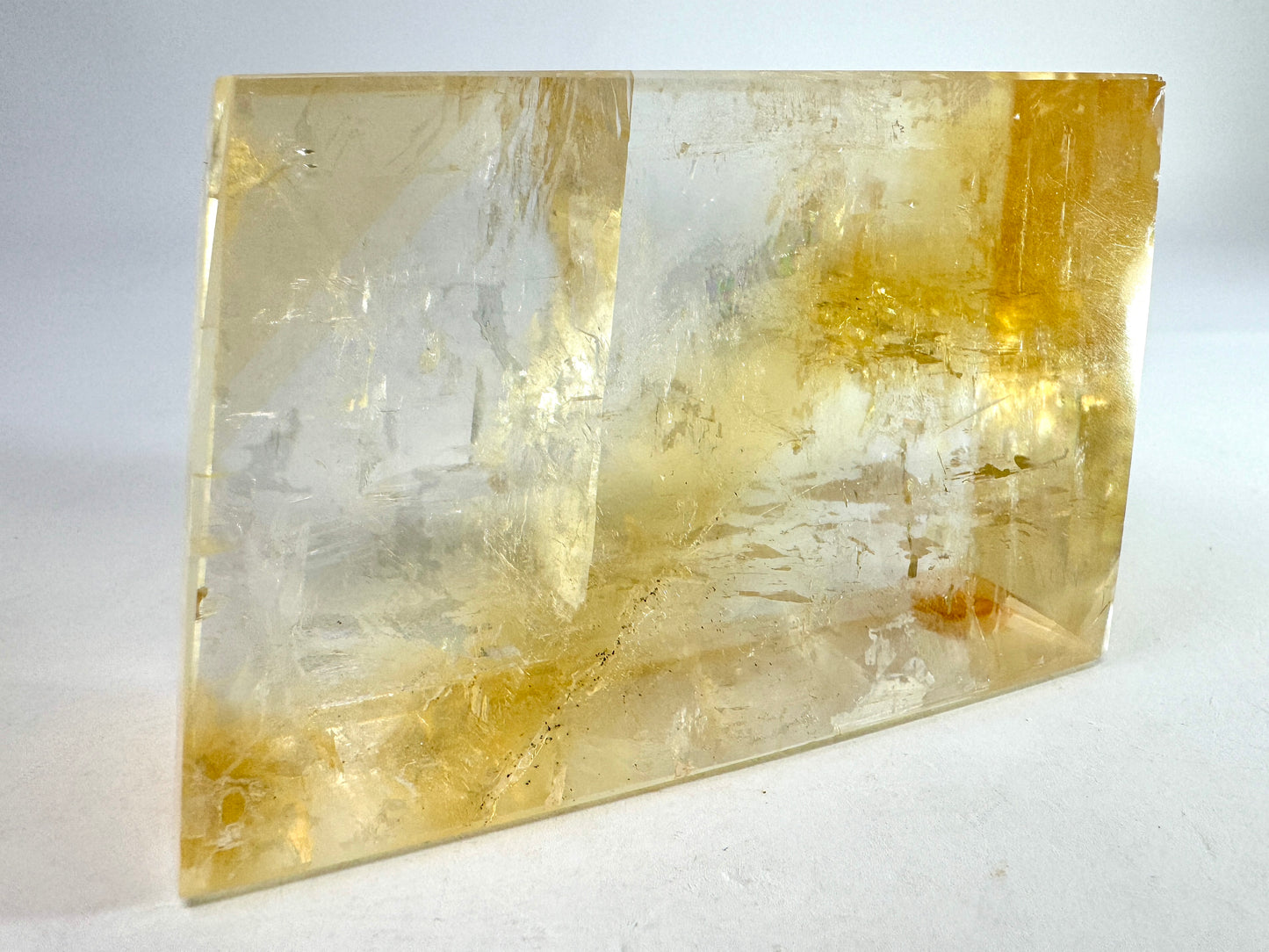 Polished Optical Honey Calcite Crystal Large 9.5cm