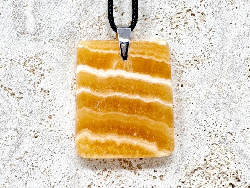 Banded Orange Calcite Pendant Ingot 3.8cm