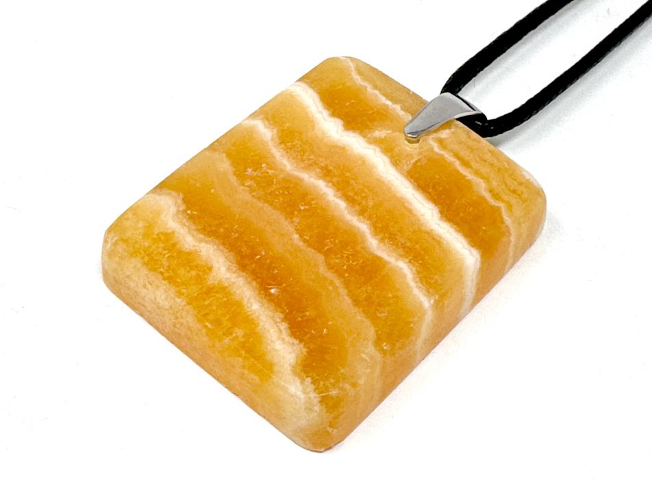 Banded Orange Calcite Pendant Ingot 3.8cm