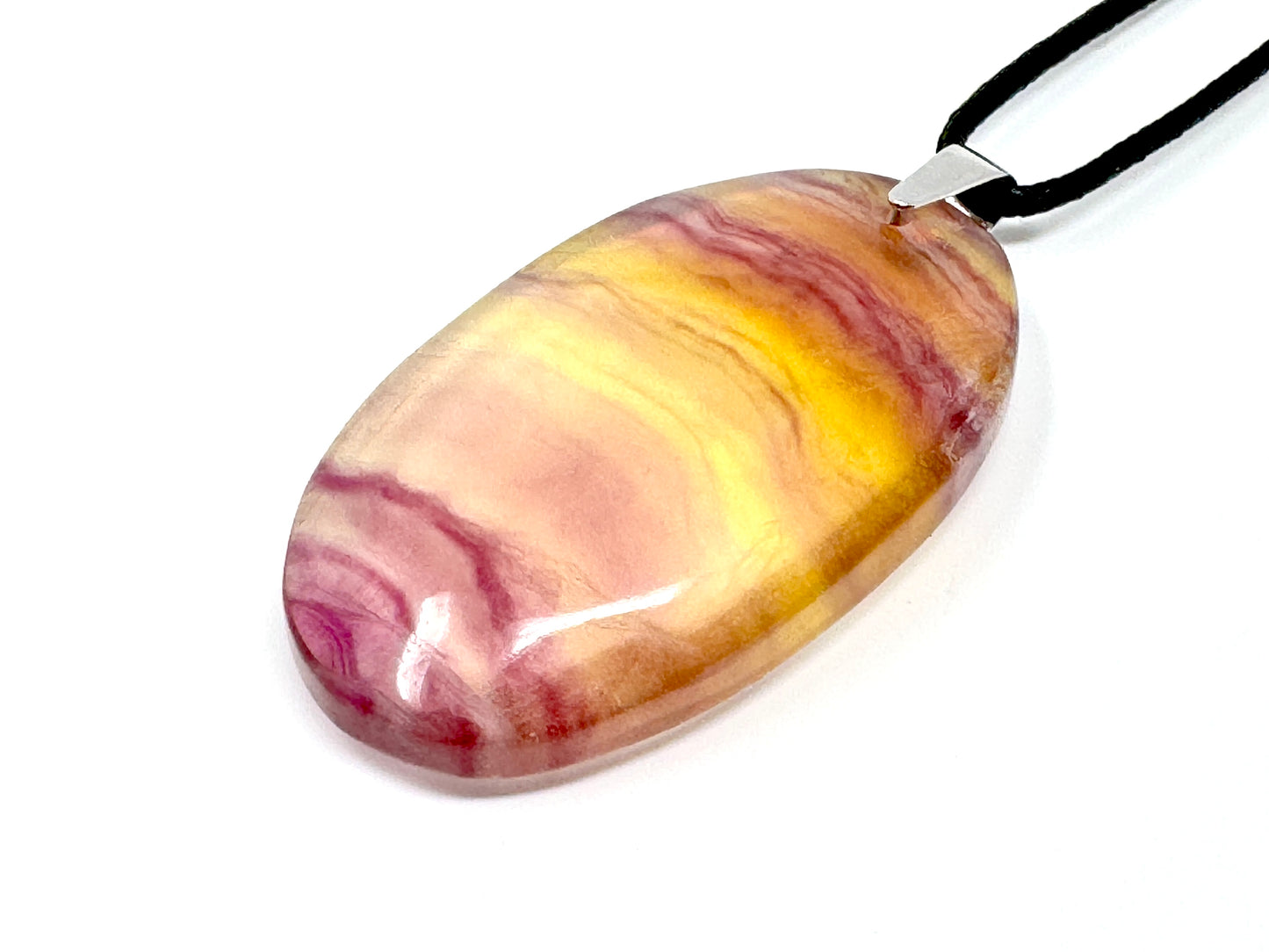 Large Pastel Rainbow Fluorite Pendant Oval 5.5cm