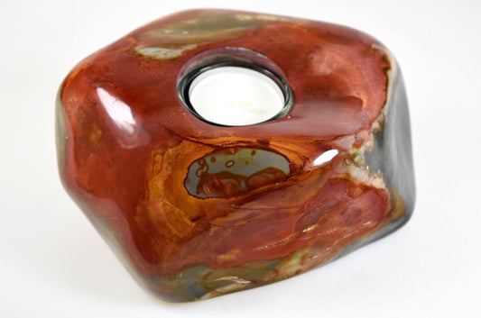 Polychrome Jasper Crystal Tea Light Candle Holder Large 16cm