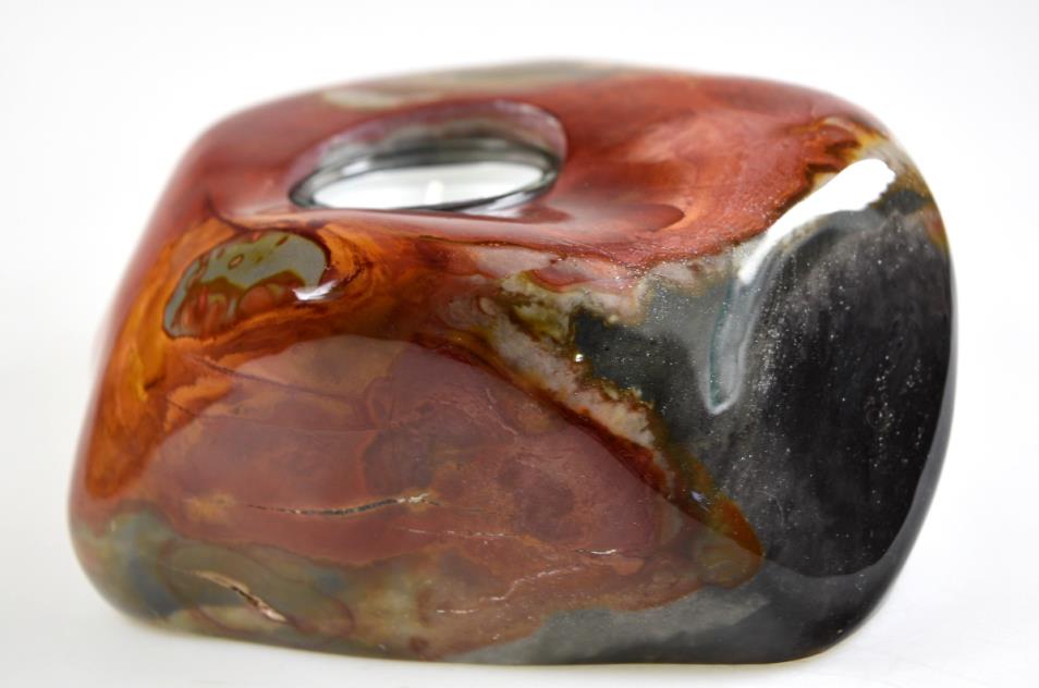 Polychrome Jasper Crystal Tea Light Candle Holder Large 16cm