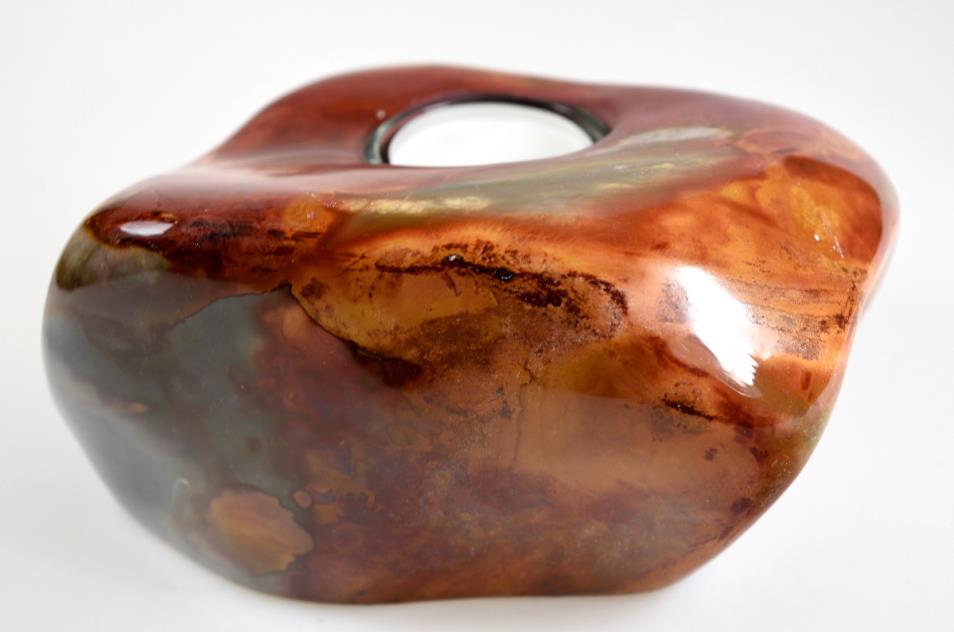 Polychrome Jasper Crystal Tea Light Candle Holder Large 16cm