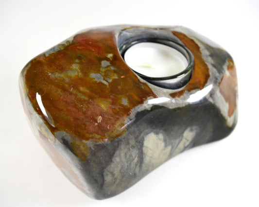 Polychrome Jasper Crystal Tea Light Candle Holder Large 14.5cm