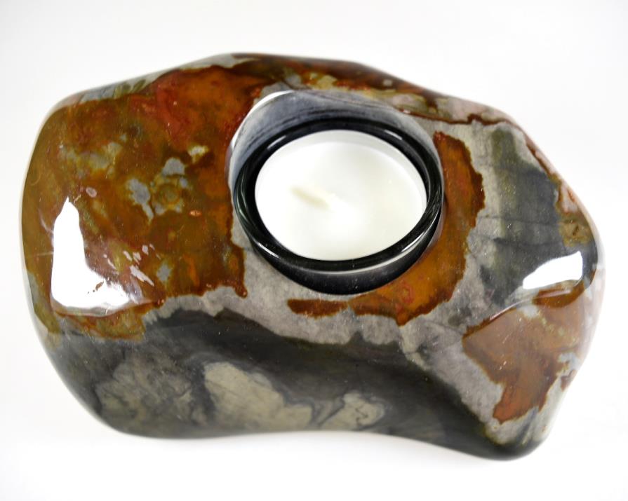 Polychrome Jasper Crystal Tea Light Candle Holder Large 14.5cm