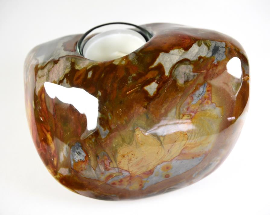 Polychrome Jasper Crystal Tea Light Candle Holder Large 14.5cm