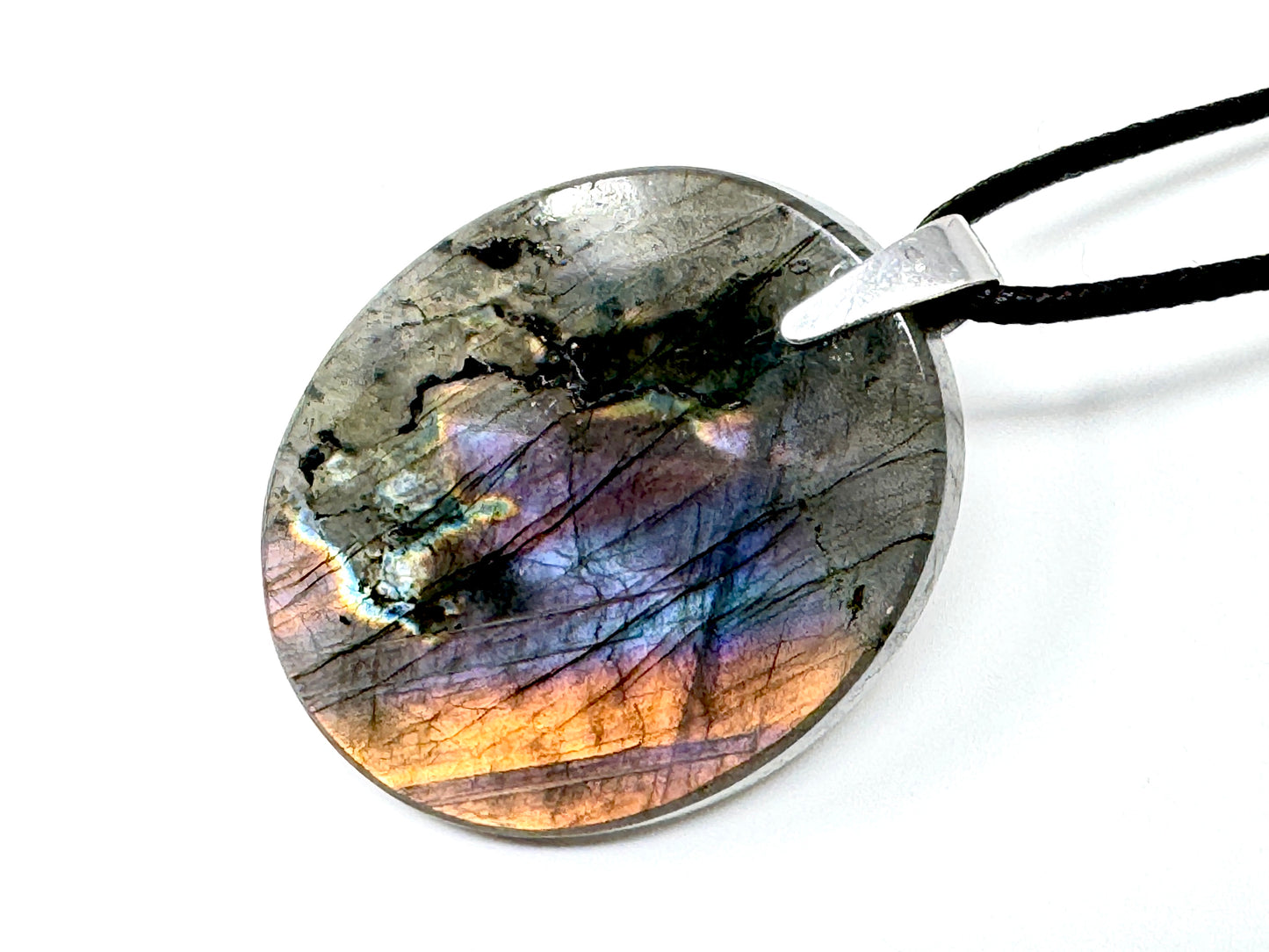 Large Purple Labradorite Pendant Oval 4.6cm