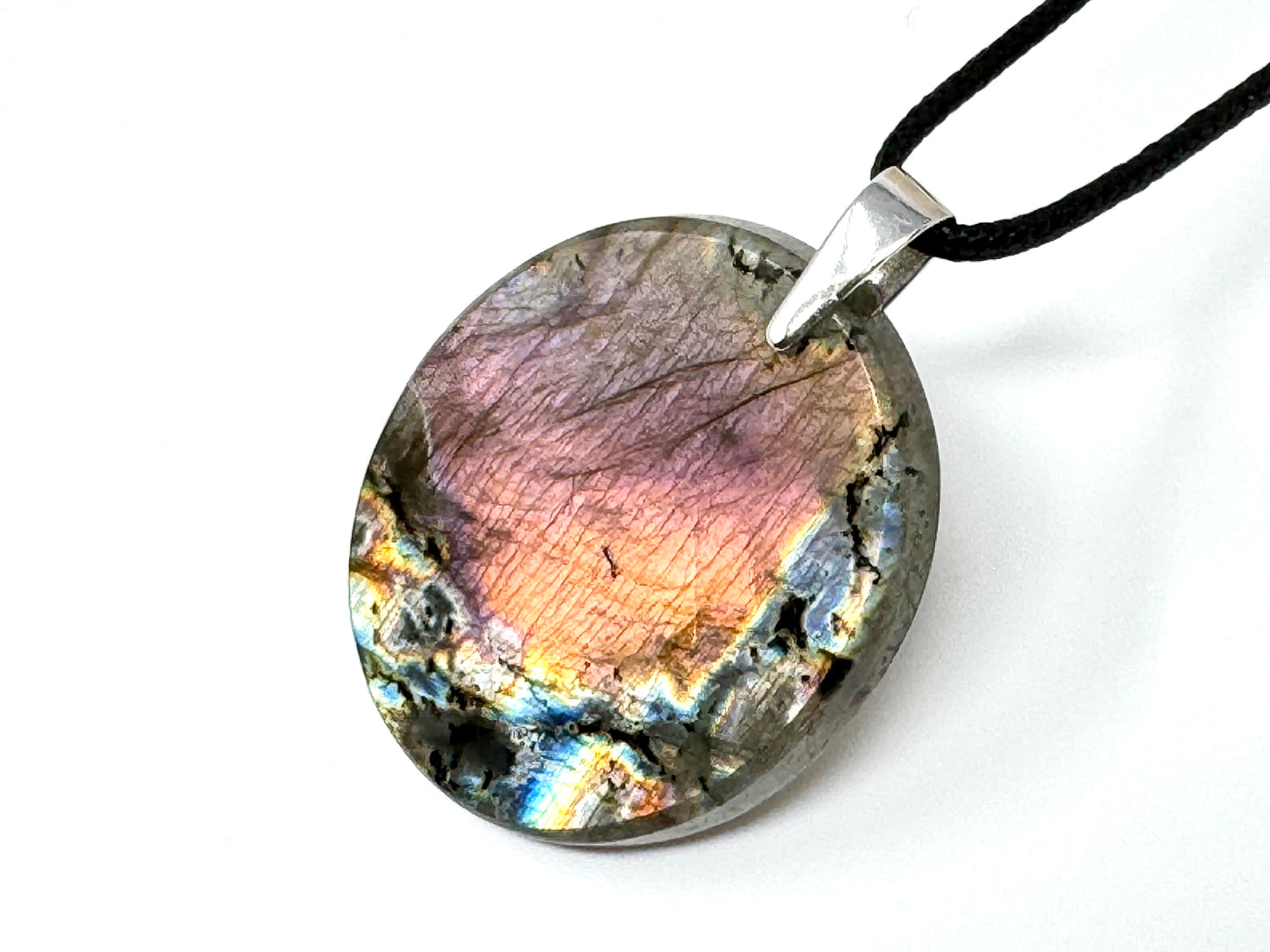 Large Purple Labradorite Pendant Oval 4.4cm