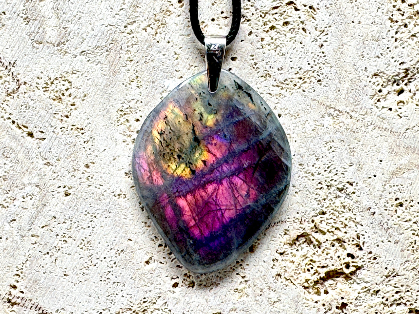 Large Purple Labradorite Pendant Free Shape 4.8cm