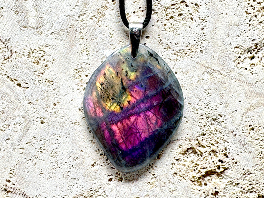 Large Purple Labradorite Pendant Free Shape 4.8cm