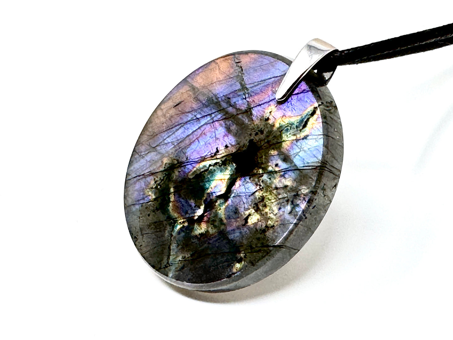 Large Purple Labradorite Pendant Oval 4.7cm