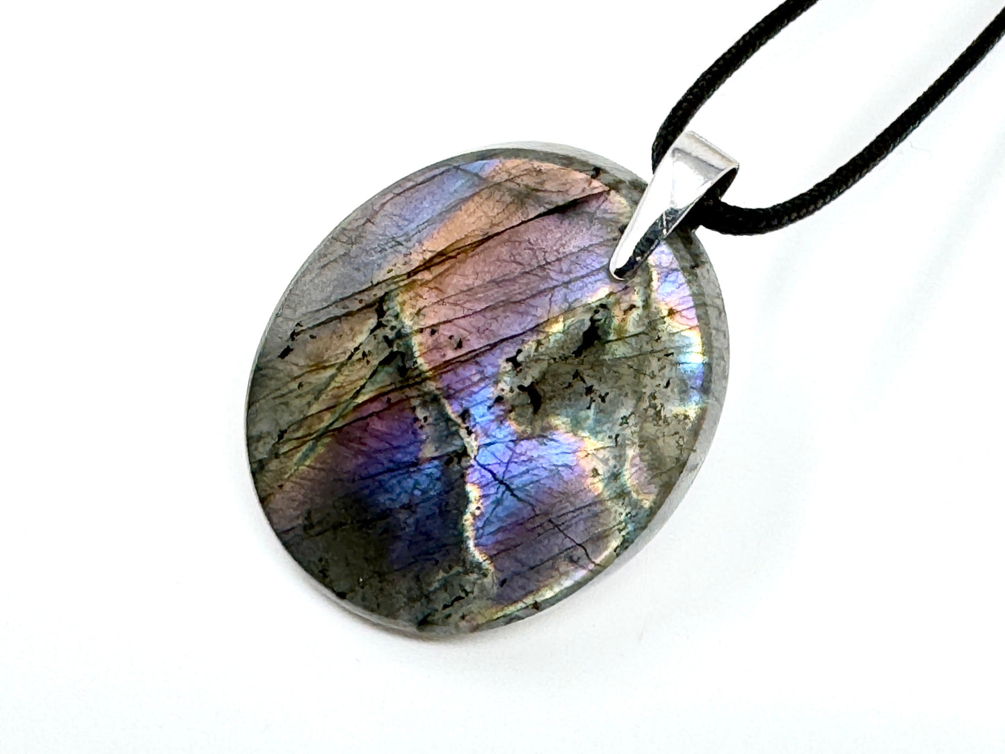 Large Purple Labradorite Pendant Oval 4.4cm