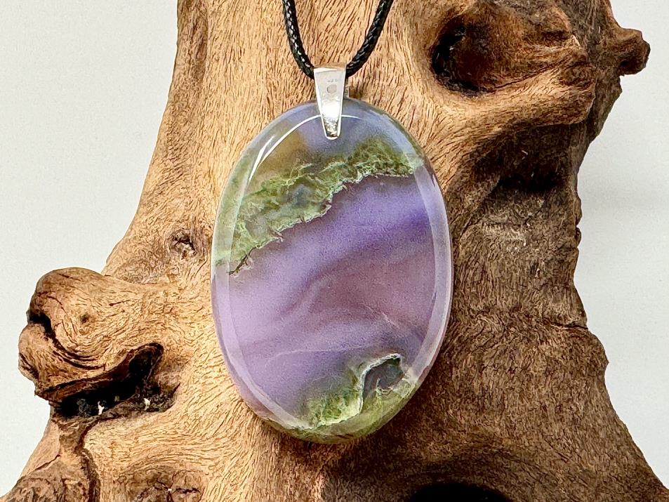 Purple Moss Agate Pendant Oval 4.9cm