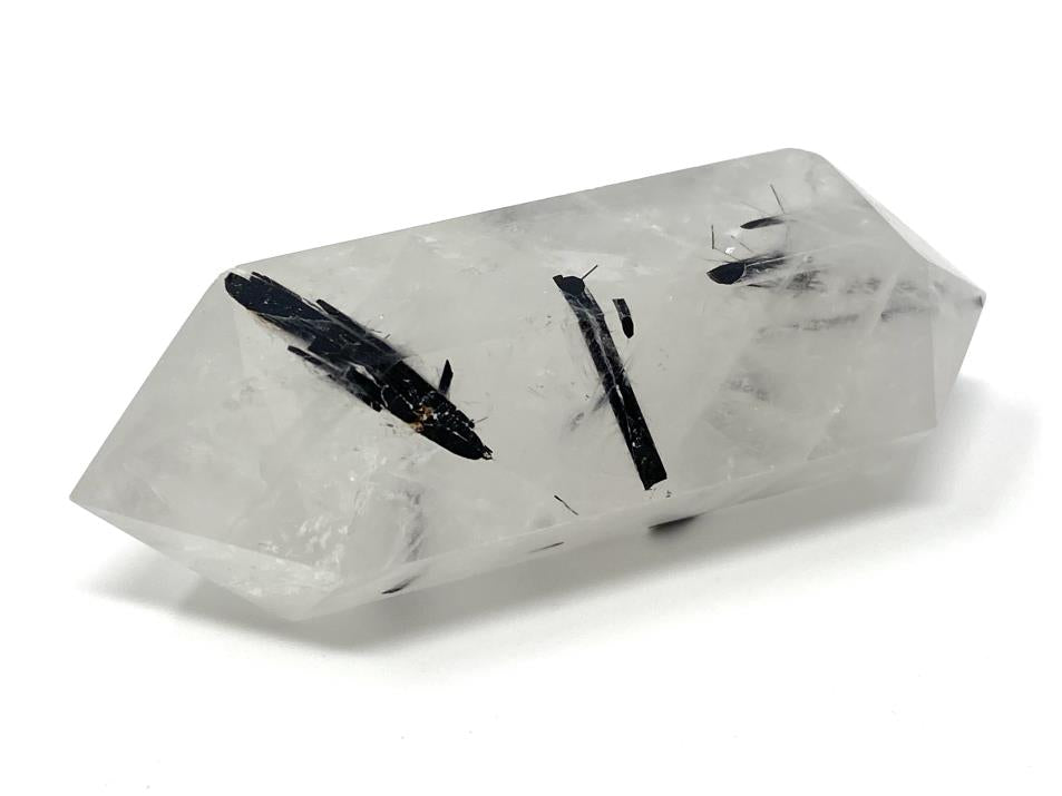 Quartz With Tourmaline Crystal Point Double Terminated 5.8cm