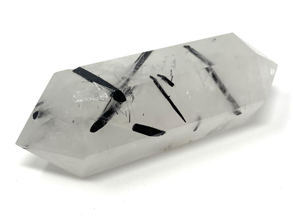 Quartz With Tourmaline Crystal Point Double Terminated 5.8cm