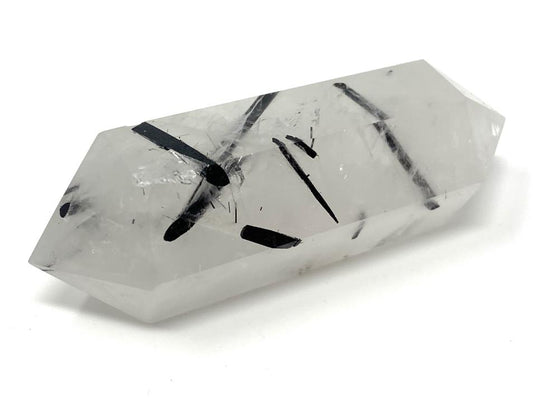 Quartz With Tourmaline Crystal Point Double Terminated 5.8cm