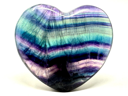 Rainbow Fluorite Crystal Heart Large 8.7cm