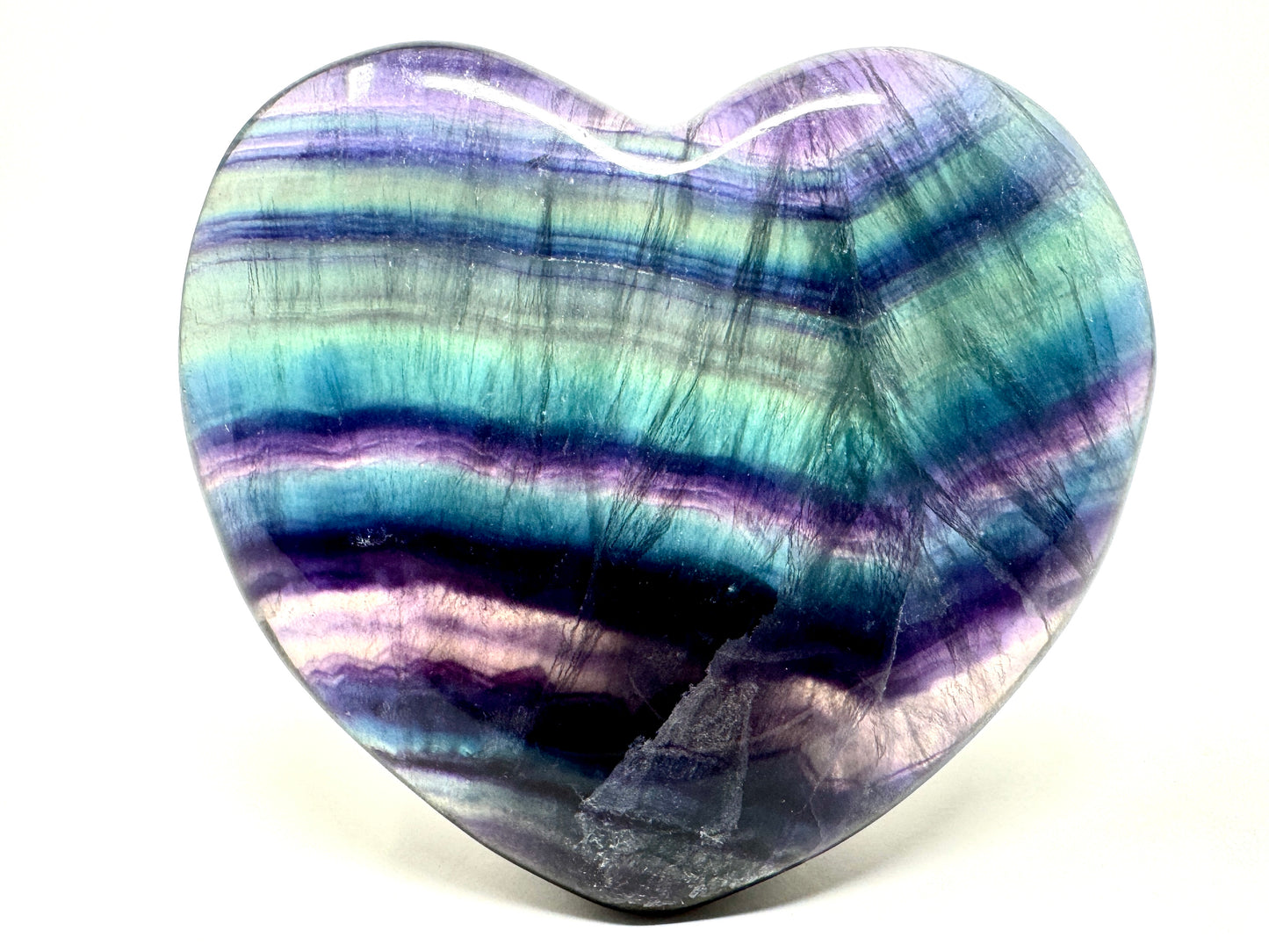 Rainbow Fluorite Crystal Heart Large 8.7cm