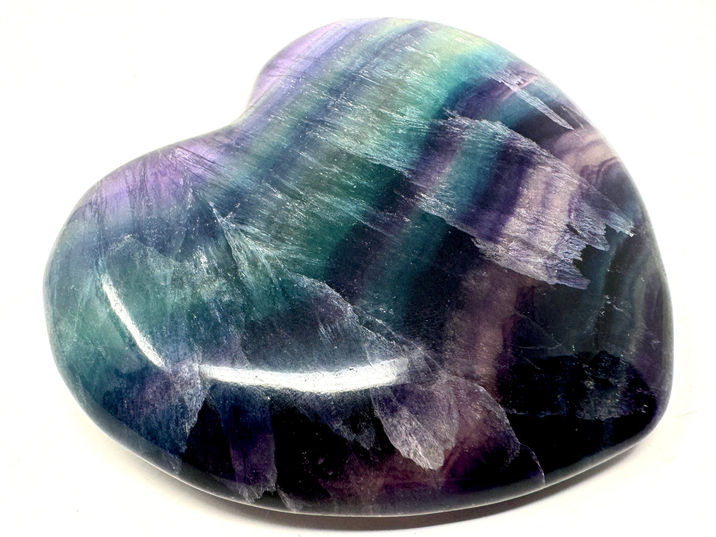 Rainbow Fluorite Crystal Heart Large 8.7cm