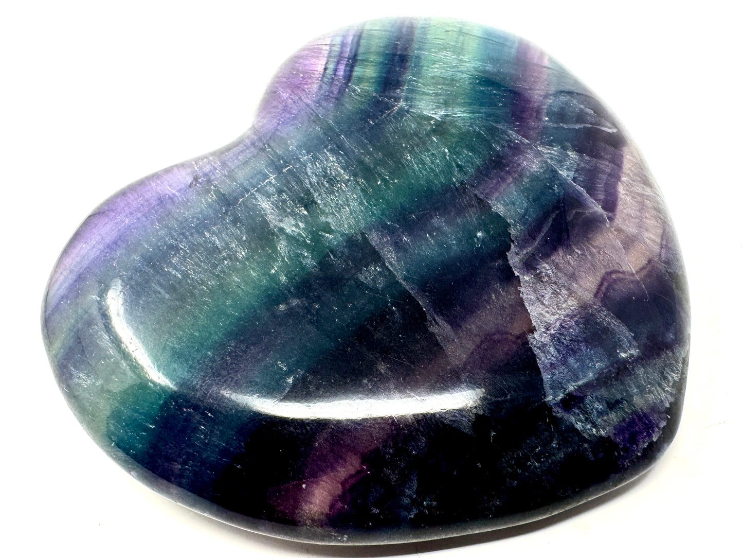 Rainbow Fluorite Crystal Heart Large 8.7cm