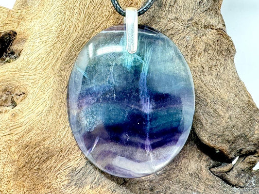 Rainbow Fluorite Pendant Oval 4.3cm