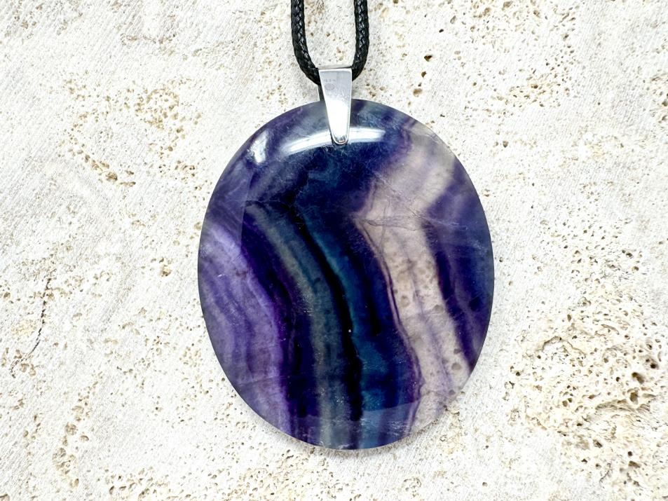 Rainbow Fluorite Pendant Oval Large 4.8cm