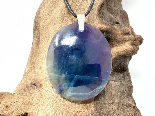 Rainbow Fluorite Pendant Oval 4.3cm