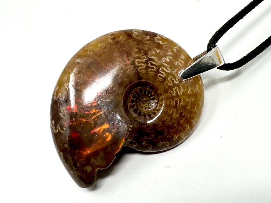 Red Iridescent Ammonite Pendant 4cm