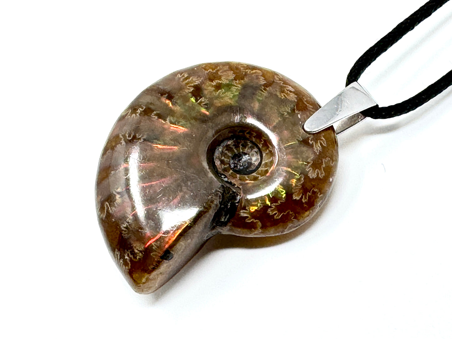 Red Iridescent Ammonite Pendant 3.9cm