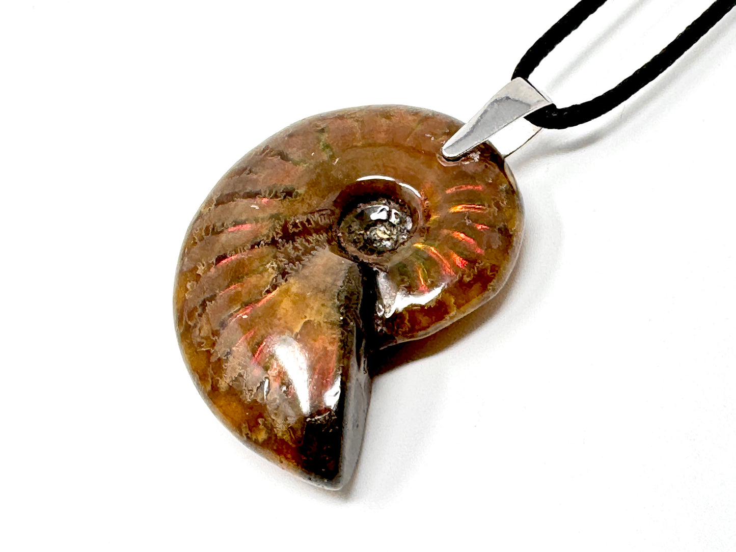 Red Iridescent Ammonite Pendant 4.2cm