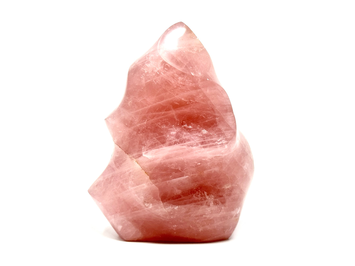 Large Rose Quartz Crystal Flame Shape 11.3cm