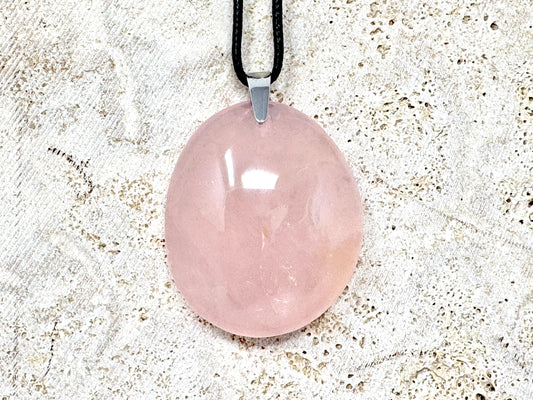 Large Rose Quartz Pendant Oval 4.5cm