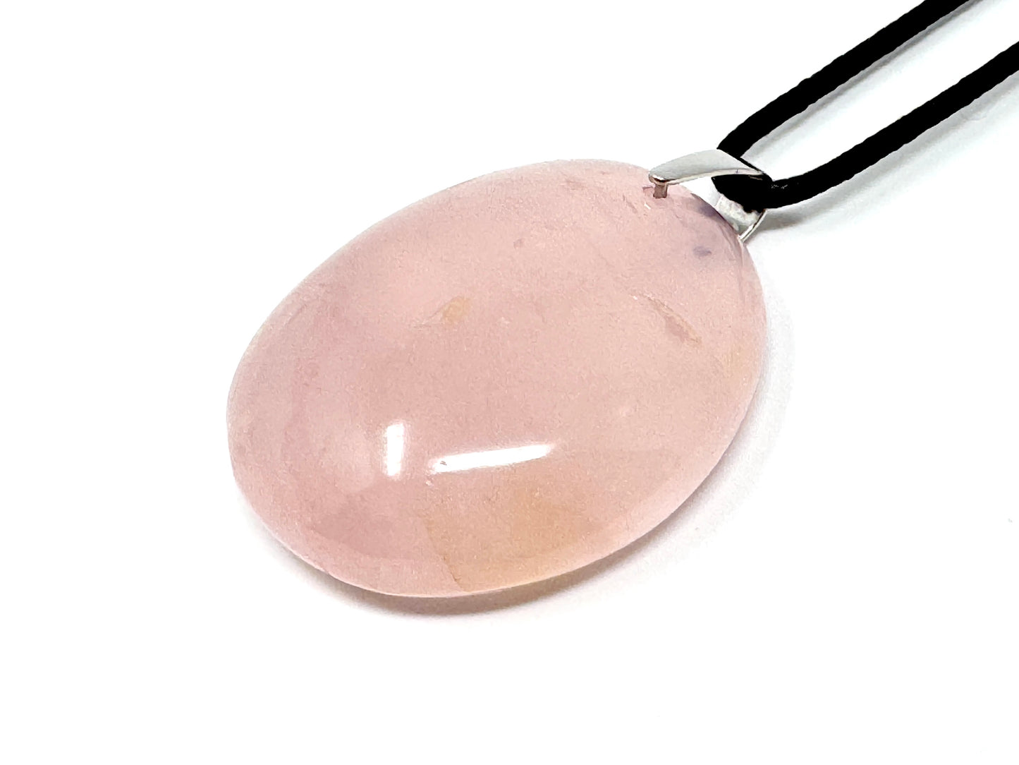 Large Rose Quartz Pendant Oval 4.5cm