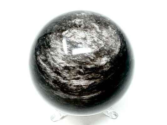 Silver Sheen Obsidian Crystal Sphere Large 7.5cm