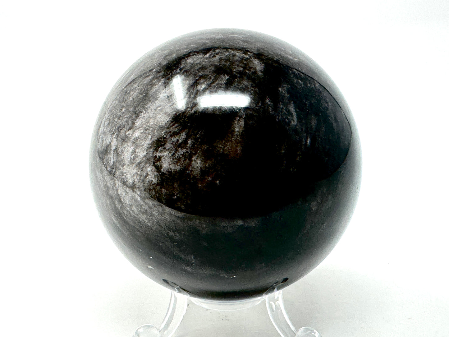 Silver Sheen Obsidian Crystal Sphere Large 7.5cm