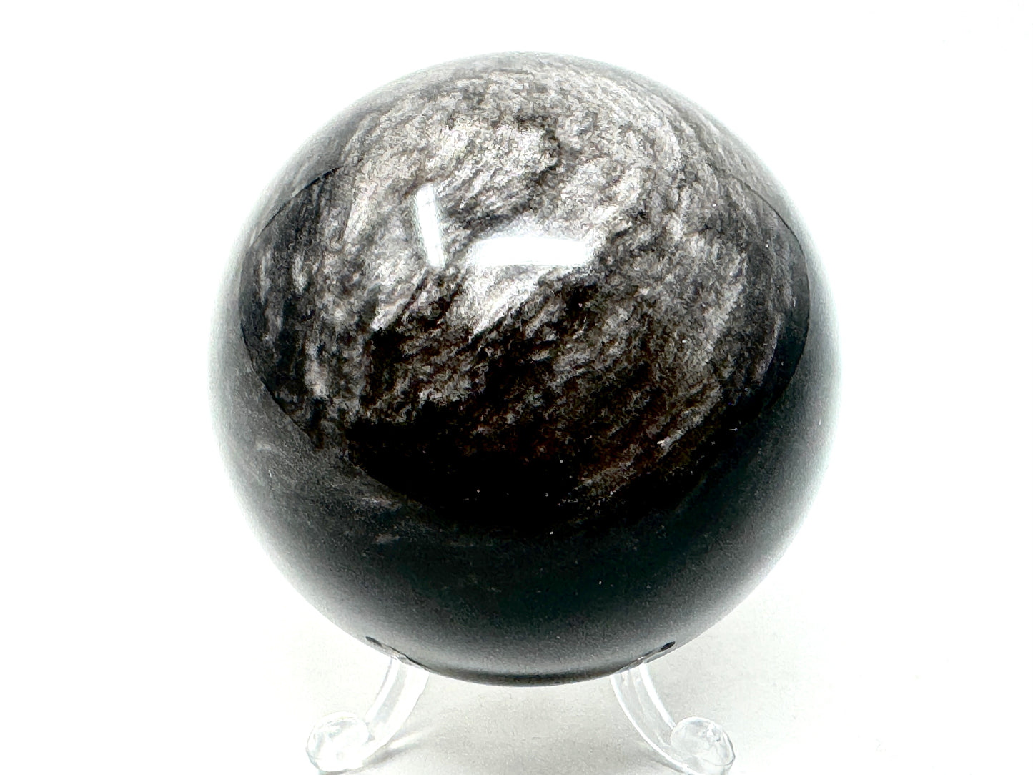 Silver Sheen Obsidian Crystal Sphere Large 7.5cm