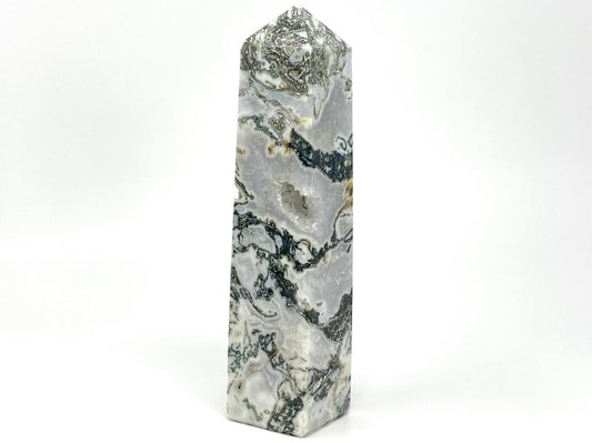 Druzy Moss Agate Crystal Tower Large 22.2cm