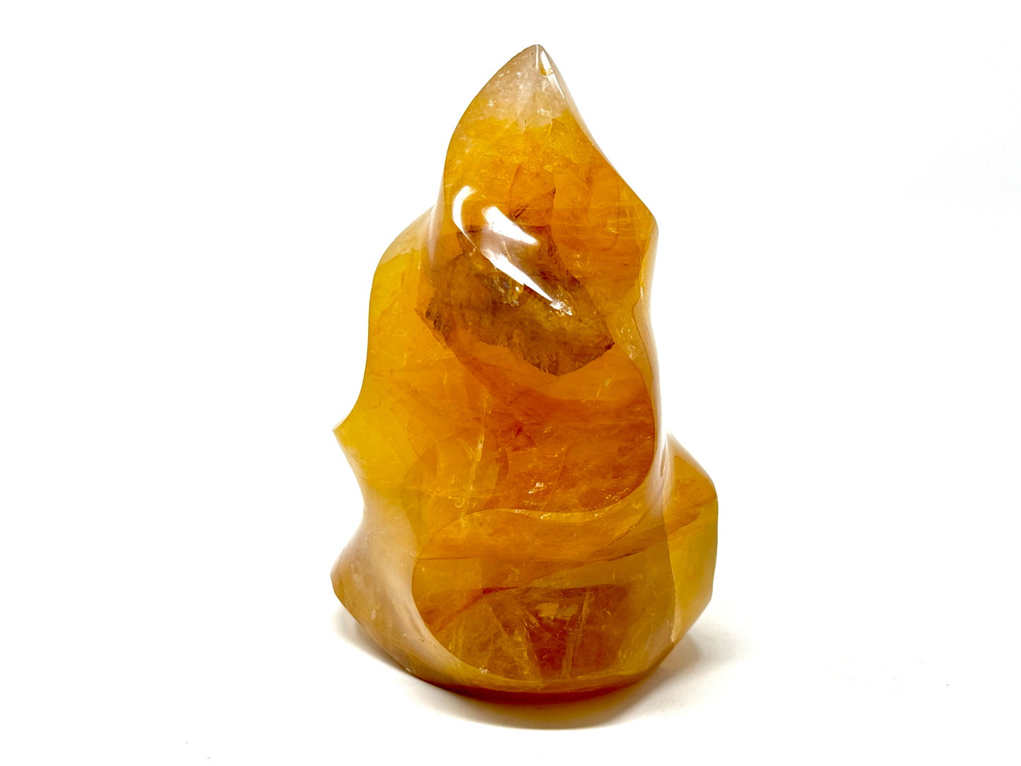 Yellow Quartz Crystal Flame Shape Large 11.8cm