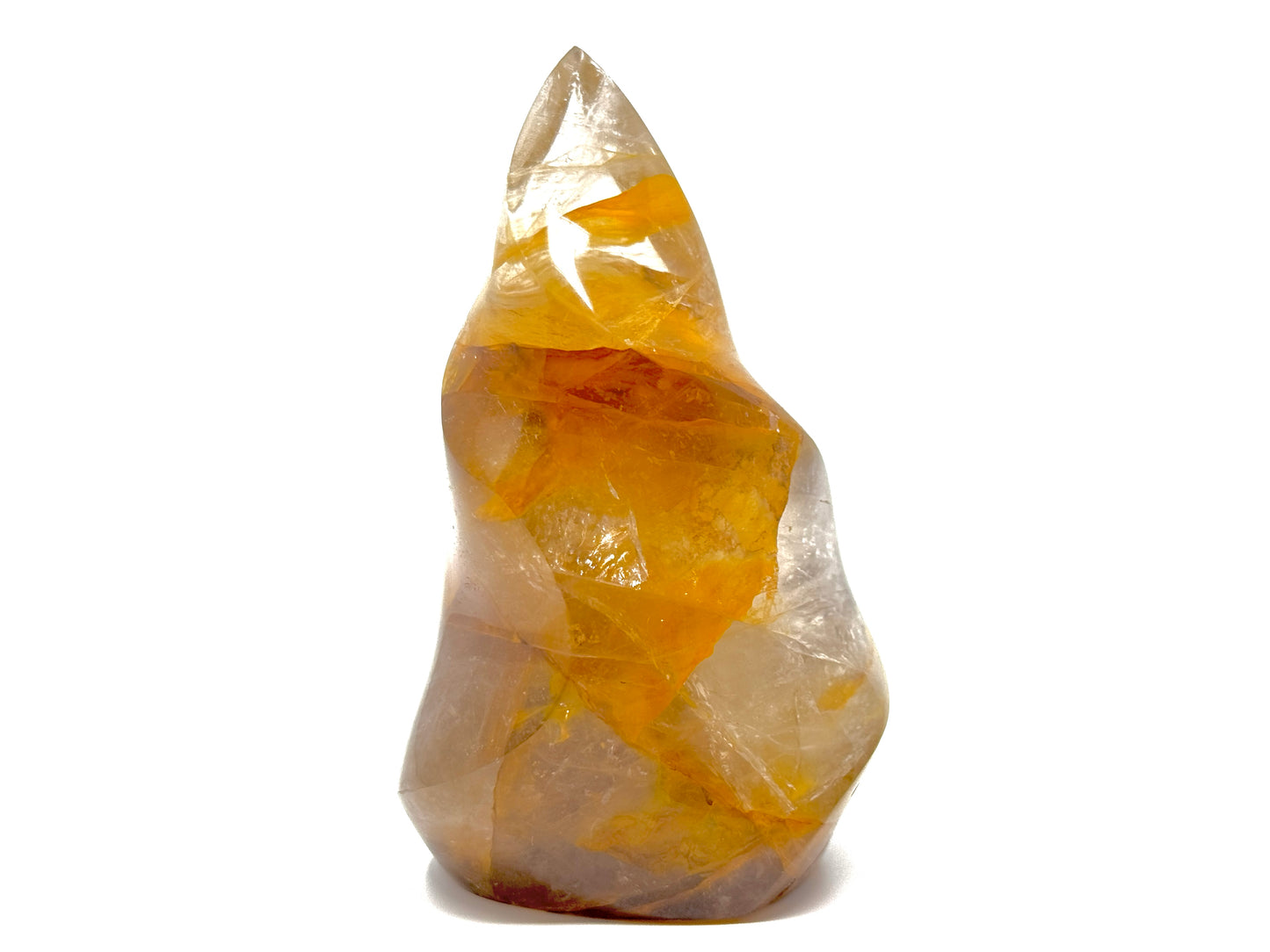 Yellow Quartz Crystal Flame Shape 10.5cm