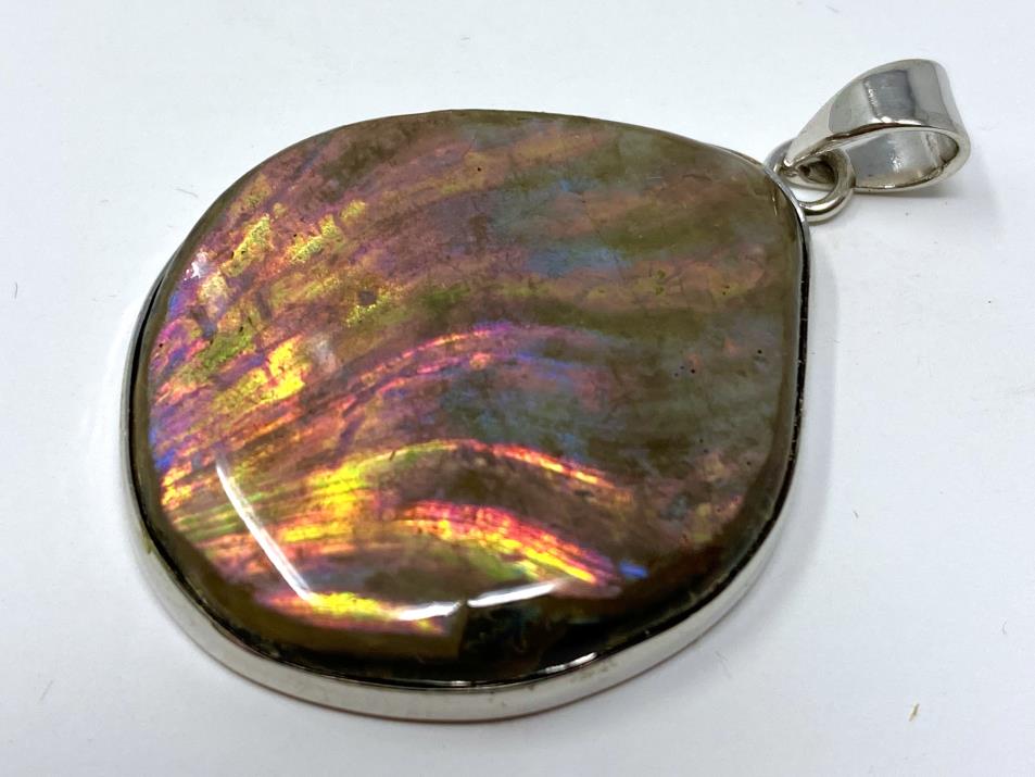 Iridescent Ammonite Cabochon Pendant 3.4cm